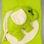 Children's Elephant Heart Blanket in Bright Lime Green Fleece and Light-Yellow Flannel