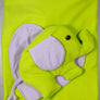 Children's Elephant Heart Blanket in Bright Lime Green Fleece and Light-Lavender Flannel