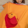 Children's Elephant Heart Blanket in Orange Fleece and Red Flannel